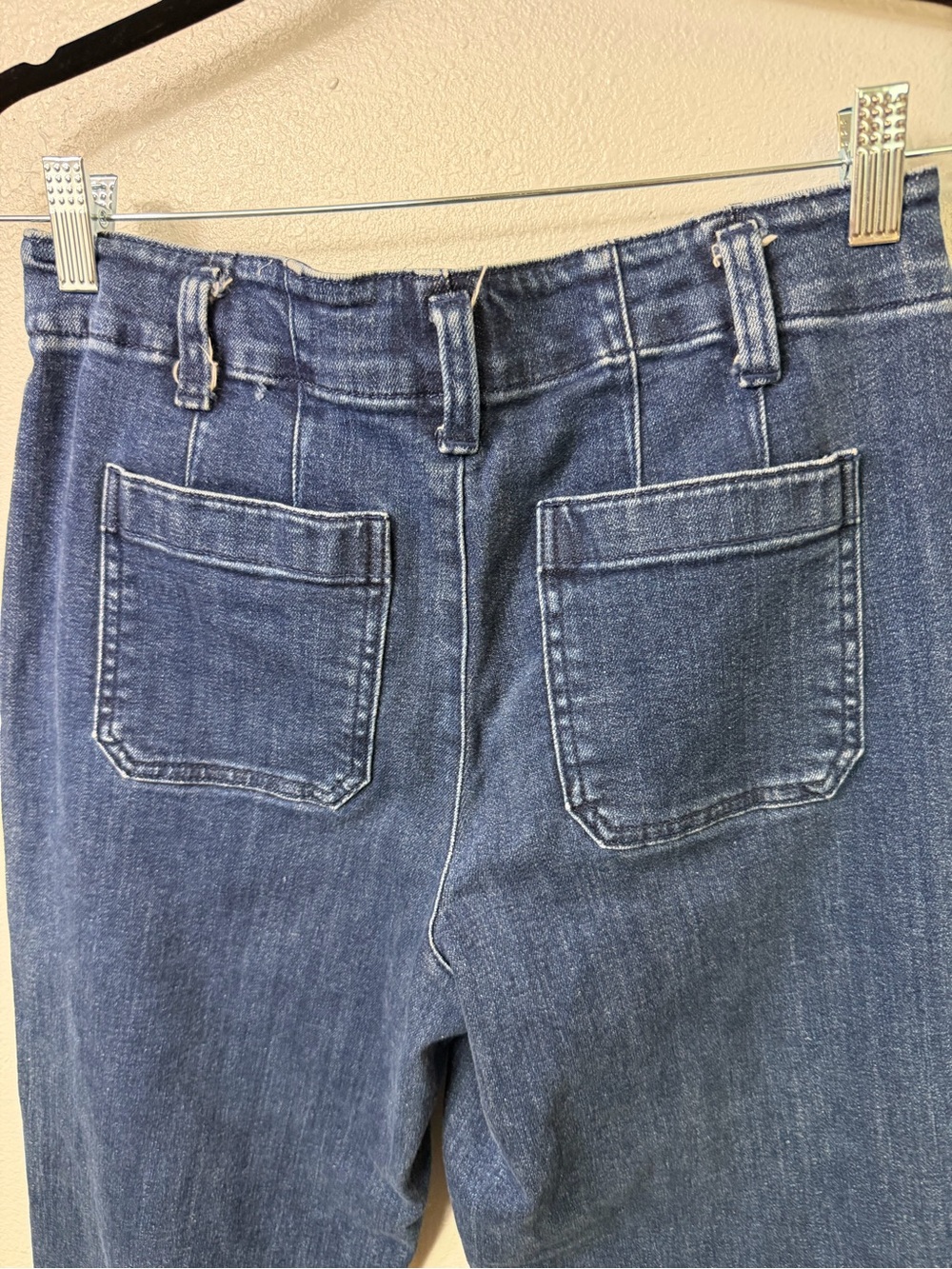 Talbots Blue Wide-Leg Jeans with Front Patch Pockets - Picture 3 of 11
